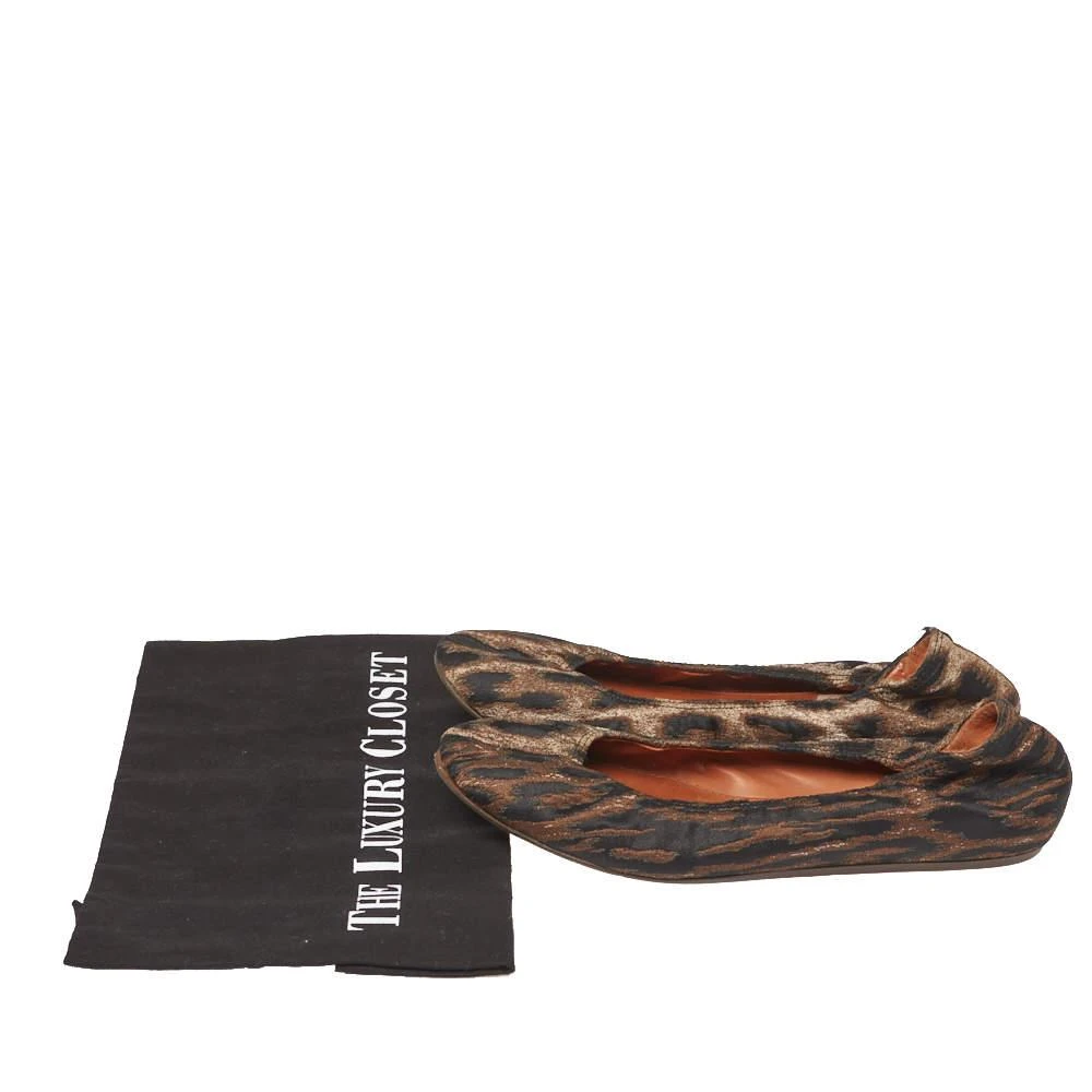 Lanvin Lanvin Black/Brown Brocade Fabric Leopard Print Ballet Flats Size 39 8