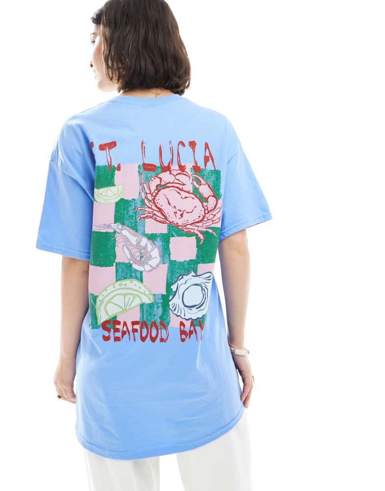 Miss Selfridge Miss Selfridge st lucia shell graphic tee in blue
