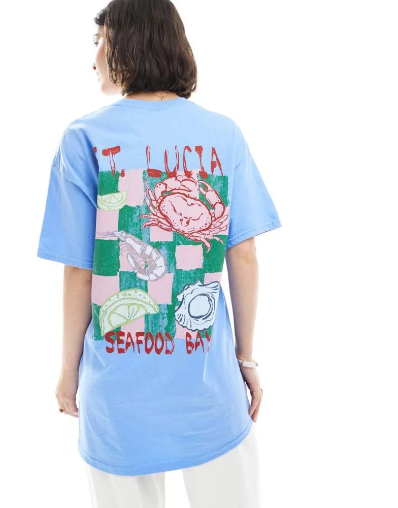 Miss Selfridge Miss Selfridge st lucia shell graphic tee in blue 1
