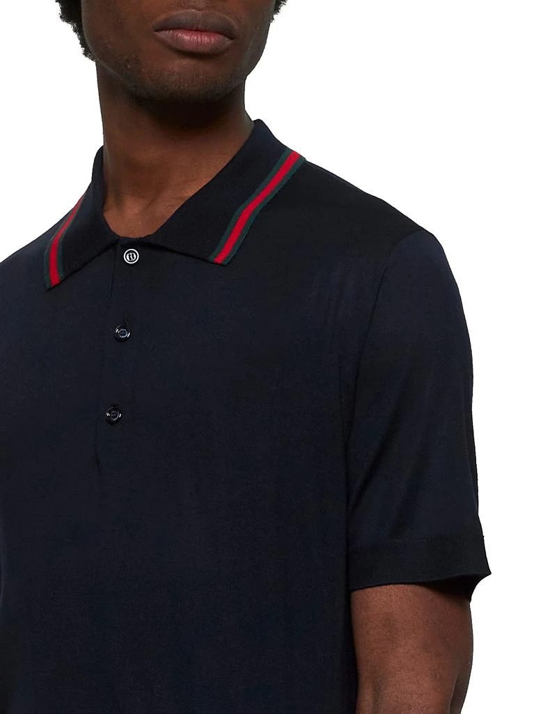 Gucci GUCCI | Blue knit Web polo shirt | Man | XXL 4
