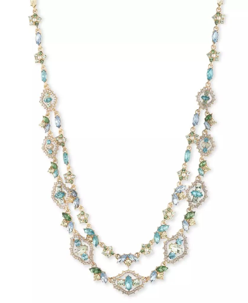 MARCHESA Gold-Tone Mixed Stone Layered Statement Necklace, 16" + 3" extender 1