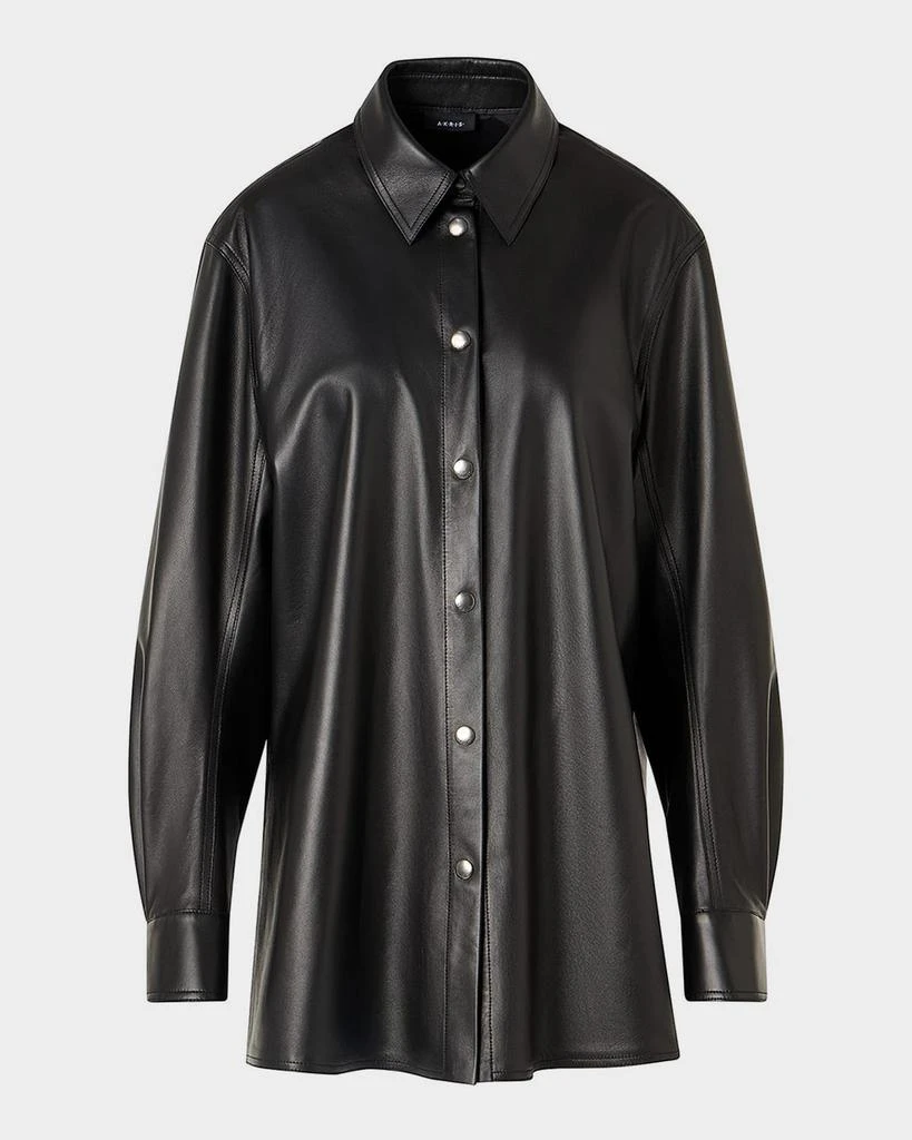 Akris Leather Button-Down Shirt