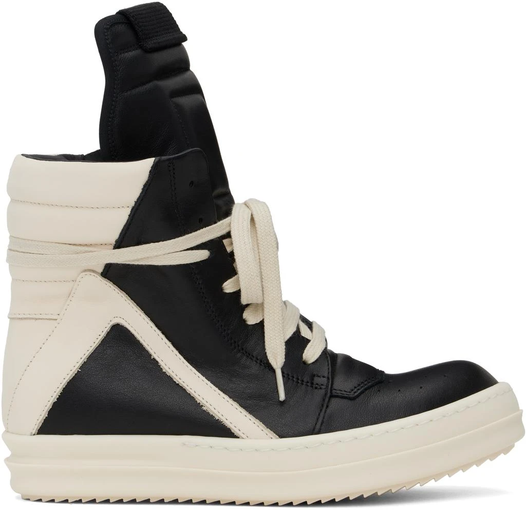 Rick Owens Black & Off-White Hollywood Geobasket Sneakers 1