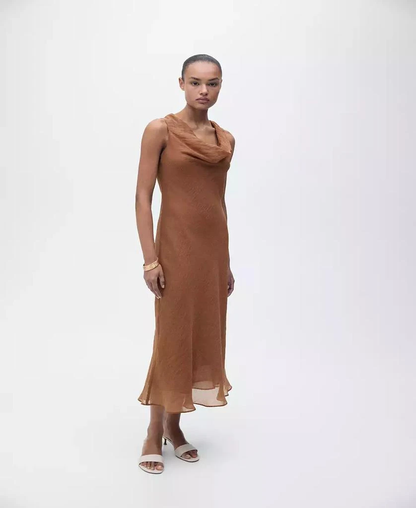 Mango Women's Draped Neck Lyocell Dress 5