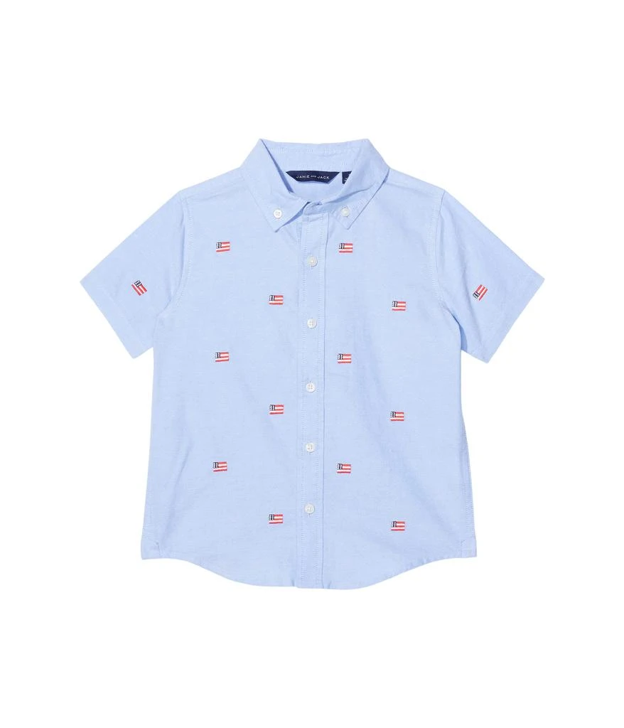 Janie and Jack Flag Embroidered Oxford Button-Up (Toddler/Little Kids/Big Kids) 1