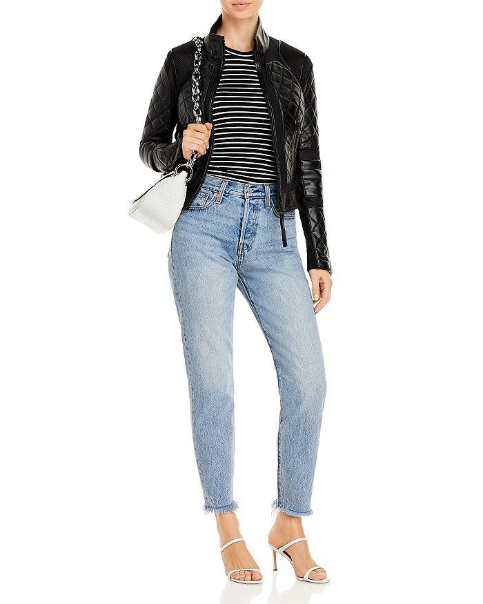 Blanc Noir Leather & Mesh Moto Jacket 2