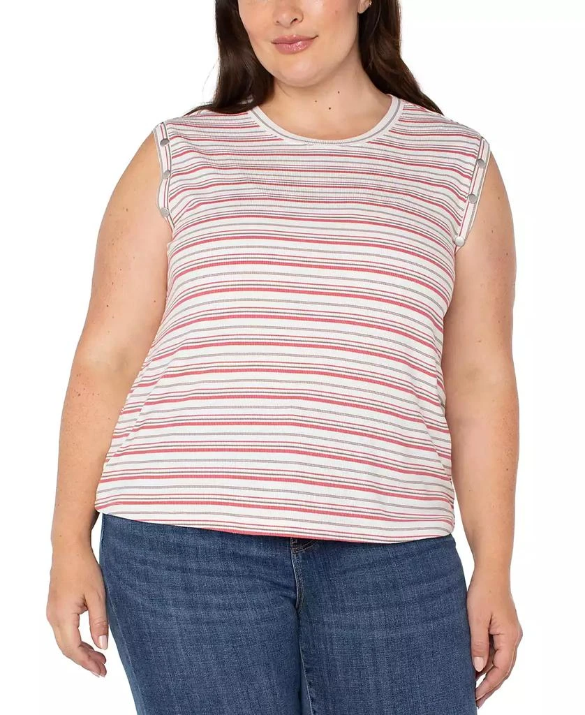Liverpool Liverpool Plus Size Crewneck Striped Sleeveless Top 1