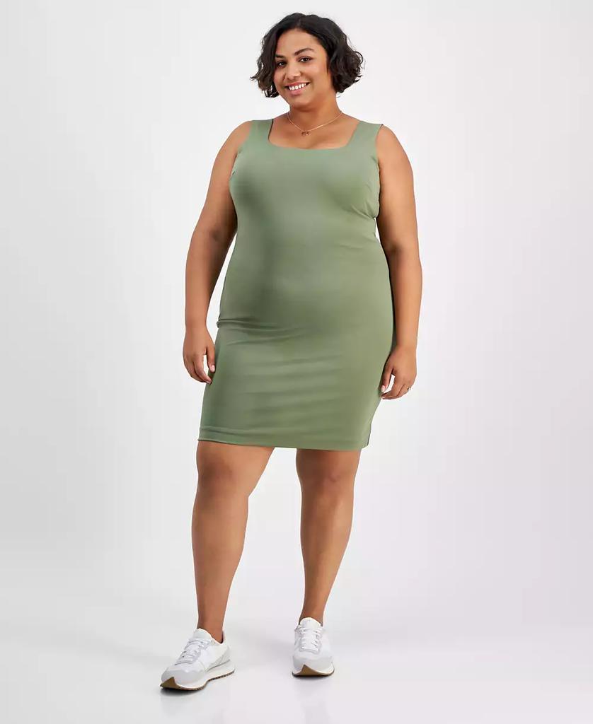 Derek Heart Trendy Plus Size Double-Layer Square-Neck Dress