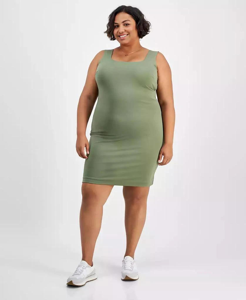 Derek Heart Trendy Plus Size Double-Layer Square-Neck Dress 1