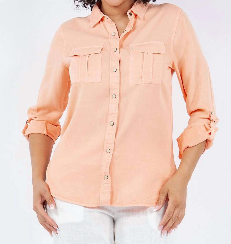 PAPARAZZI Paparazzi - Tencel Slub Snap Front Long Sleeve Shirt 1