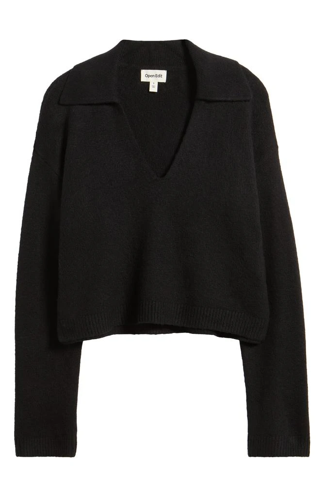 Open Edit Johnny Collar Boxy Crop Sweater 6