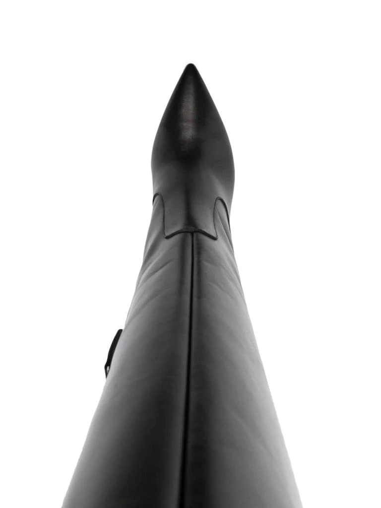 Parosh BLACK LEATHER KNEE-HIGH STILETTO BOOTS 2