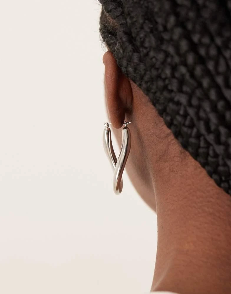 ASOS ASOS DESIGN oversized abstract hoop earrings in brushed silver tone 2