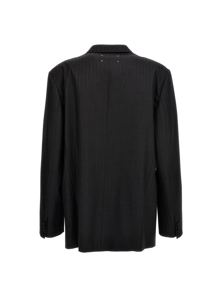 ジャケット MAISON MARGIELA Striped single breast blazer jacket Black MAISON MARGIELA Striped Single Breast Blazer Jacket Blazer
