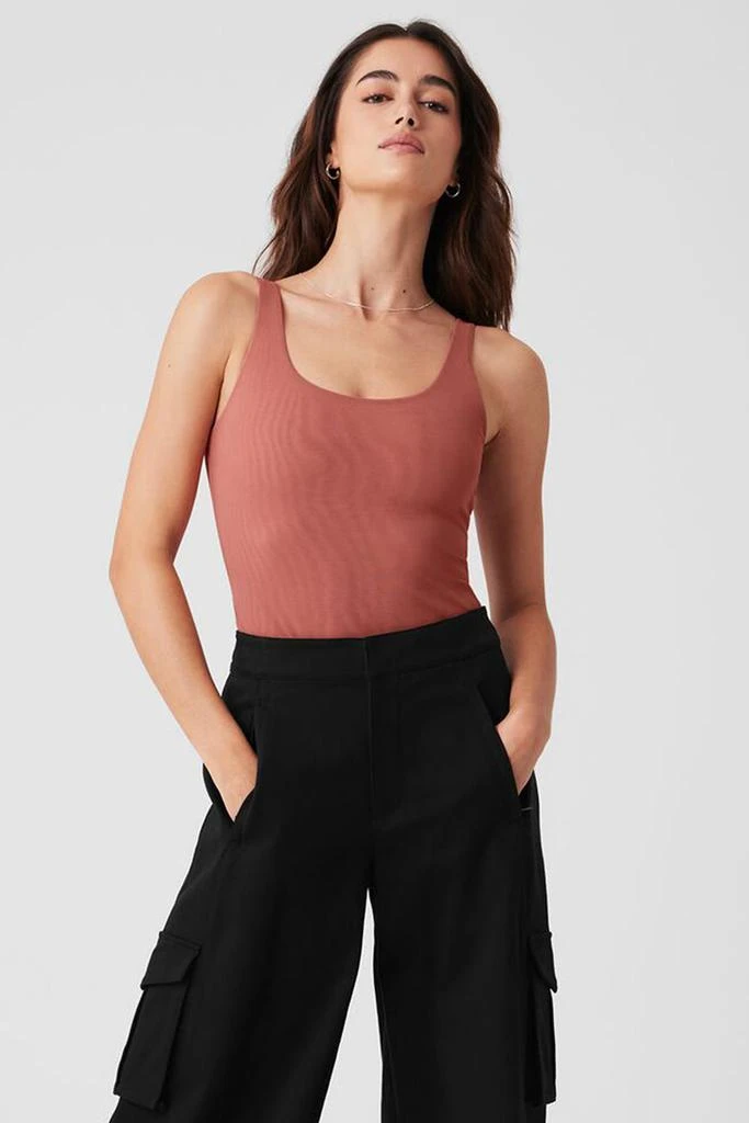 Alo Mesh Sheer Illusion Bodysuit - Soft Terracotta 1