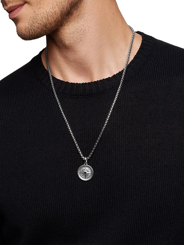 David Yurman Maritime Compass Amulet in Sterling Silver with Center Black Diamond, 26.8mm 7