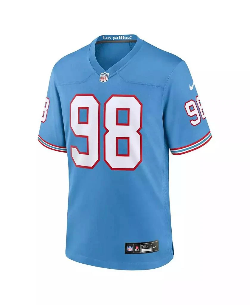 NIKE Men's Jeffery Simmons Light Blue Tennessee Titans Oilers Throwback Alternate Game Player Jersey 2