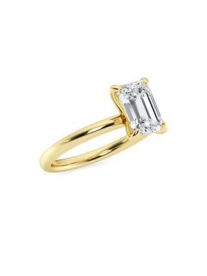 Saks Fifth Avenue Build Your Own Collection 14K Yellow Gold 
Lab Grown Emerald Cut Diamond Solitare Engagement Ring 2