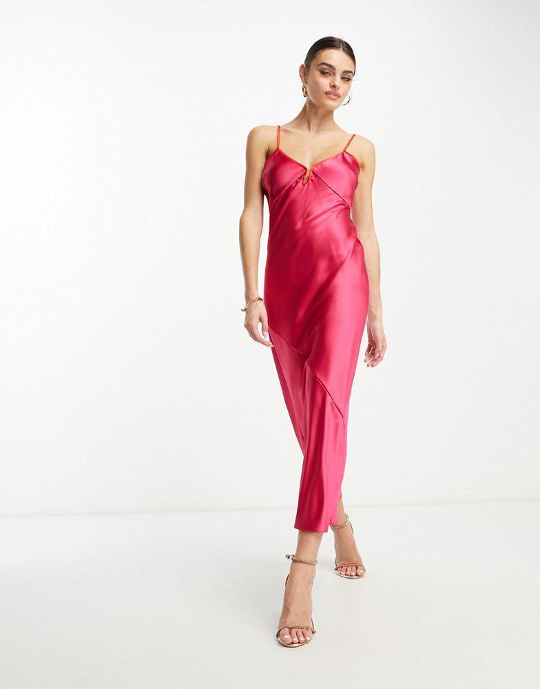 Never Fully Dressed Never Fully Dressed satin slip dress in pink and red