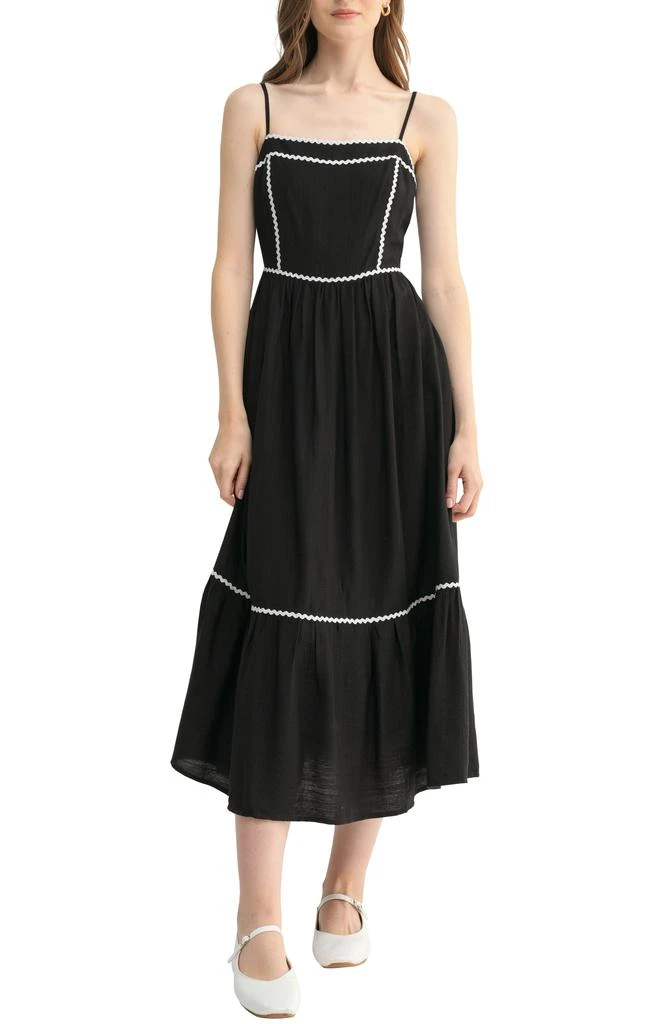 Lush Contrast Ric Rac Midi Dress 1