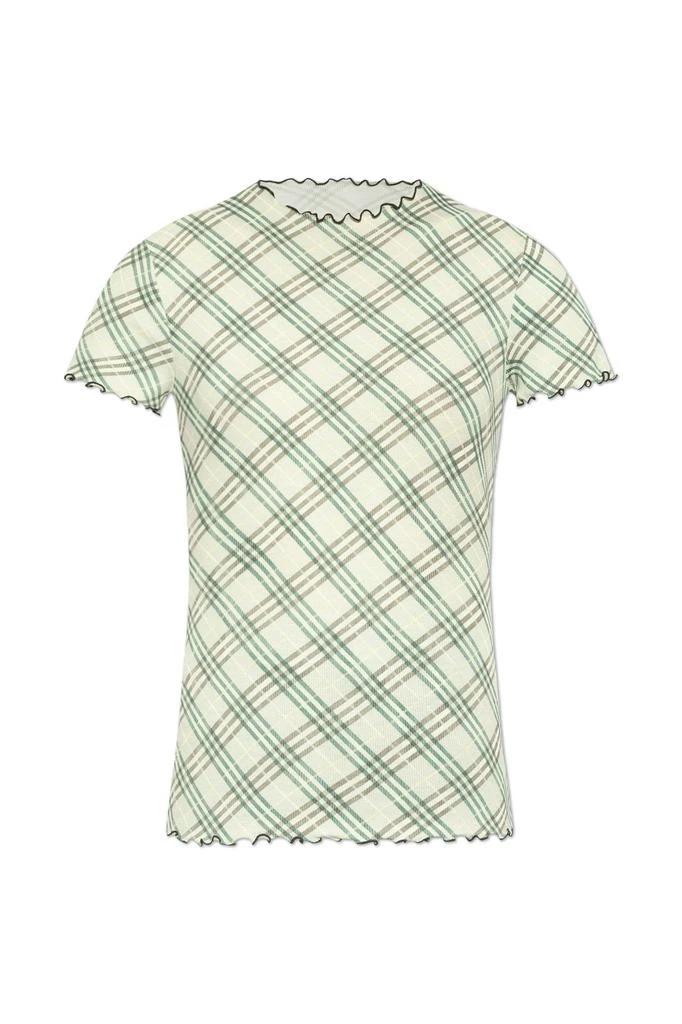 Burberry Burberry Checked Lettuce Hem Crewneck T-Shirt from Cettire