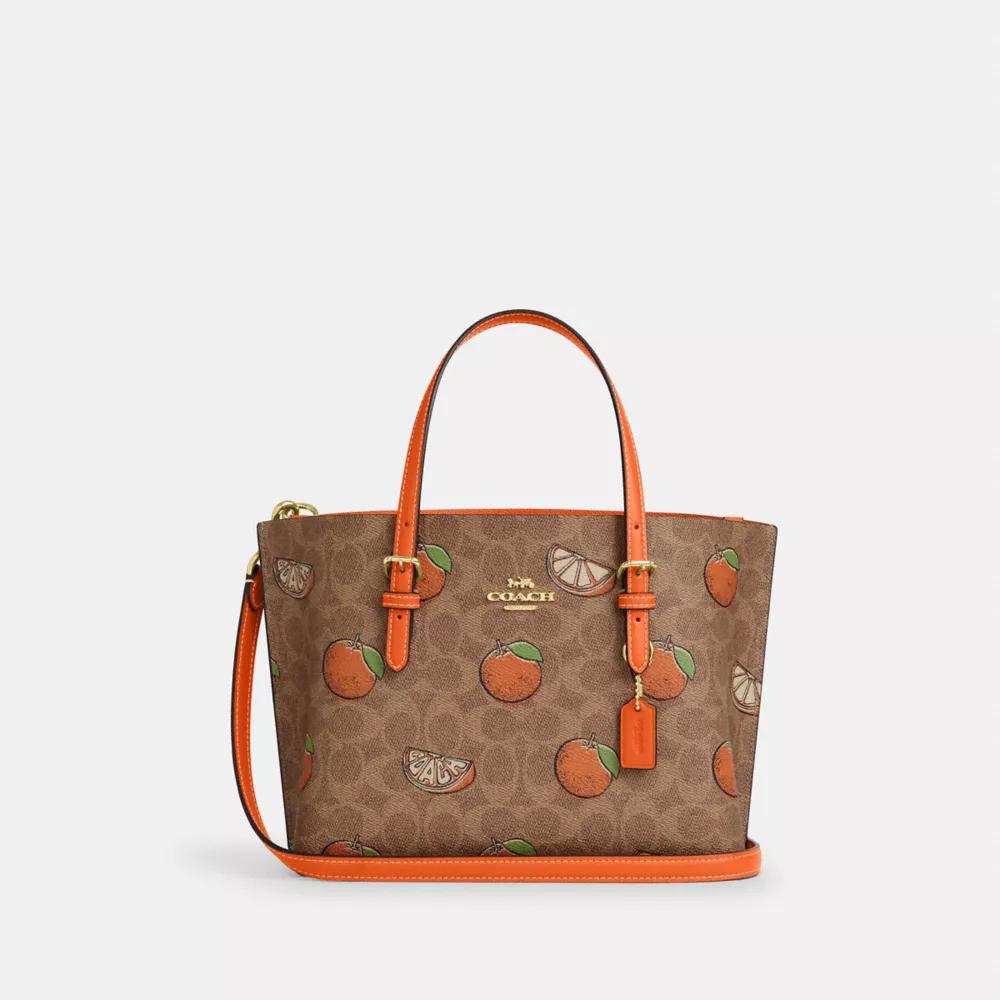 【COACH】Rowan Satchel Bag In Signature Canvas /Orange Coach Rowan Satchel Bag In Signature Canvas With Orange