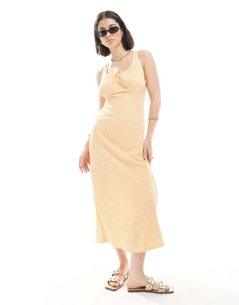 knee length dresses for ladies Harvest Wishes Rust Orange Gingham Midi Dress – Shop the Mint