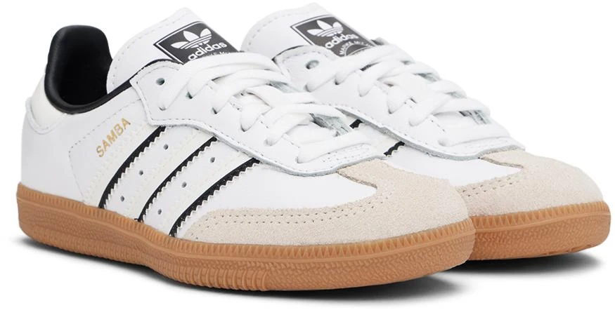 Adidas Little Kids White & Off-White Samba OG Sneakers 4