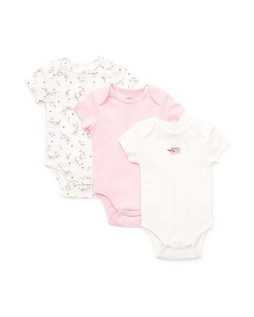 Little Me Girls' Rose Bodysuits, 3 Pack - Baby 1