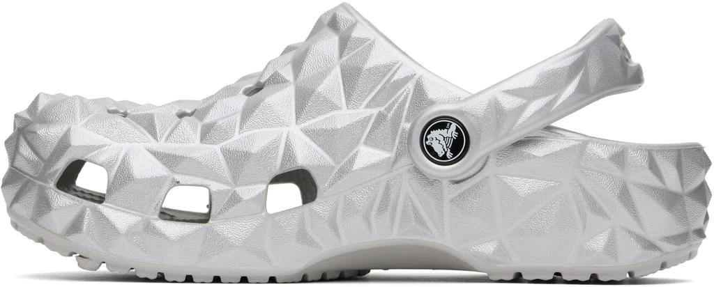 Crocs Silver Classic Metallic Geometric Clogs 3