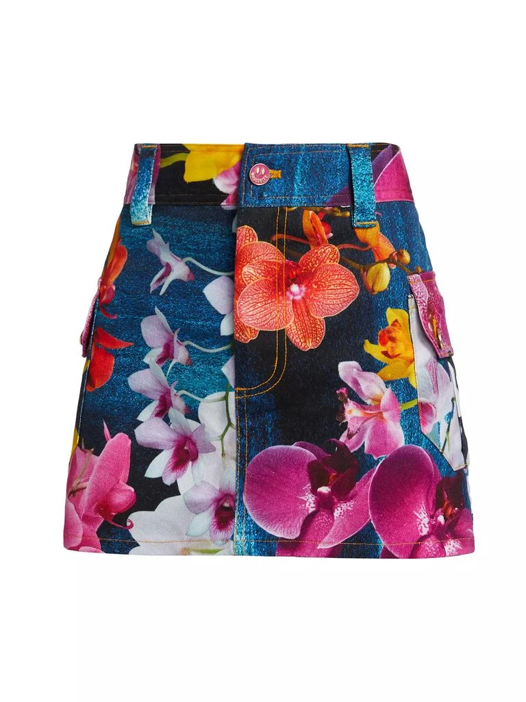BruceGlen Orchid Floral Denim Cargo Miniskirt 1