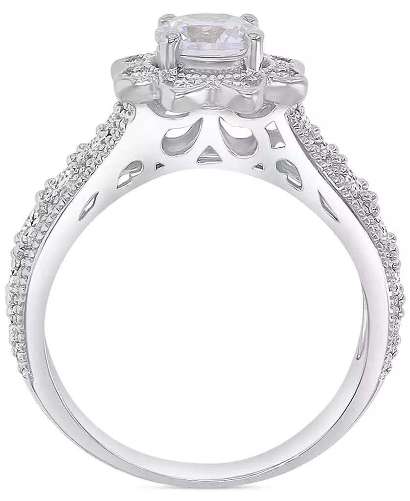Macy's Cubic Zirconia Star Halo Milgrain Bead Ring in Sterling Silver 3