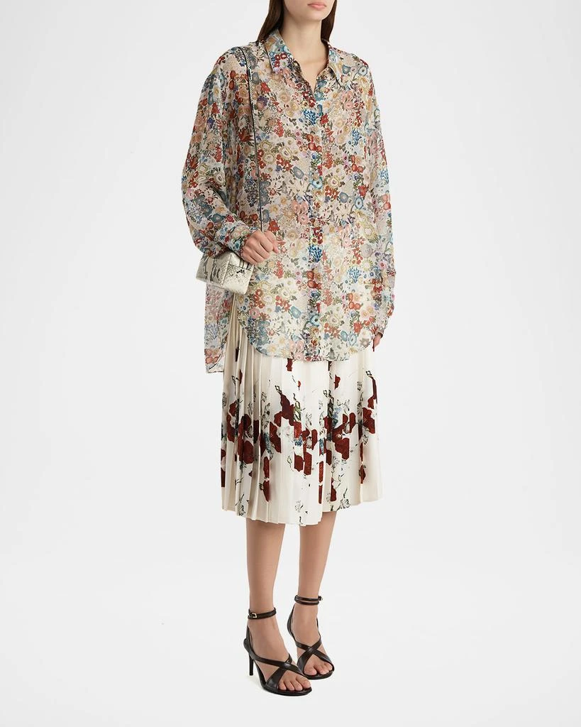 Khaite Goya Floral Silk Chiffon Button-Down Top 2
