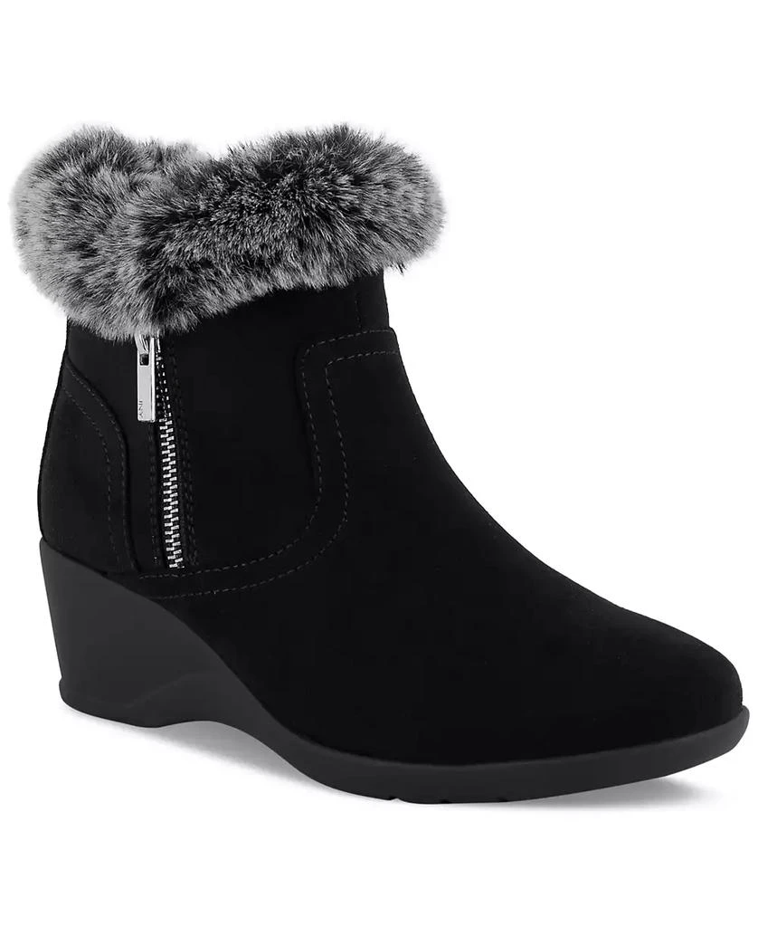 JONES NEW YORK Women's Carleen Faux Fur Cozy Wedge Booties 1