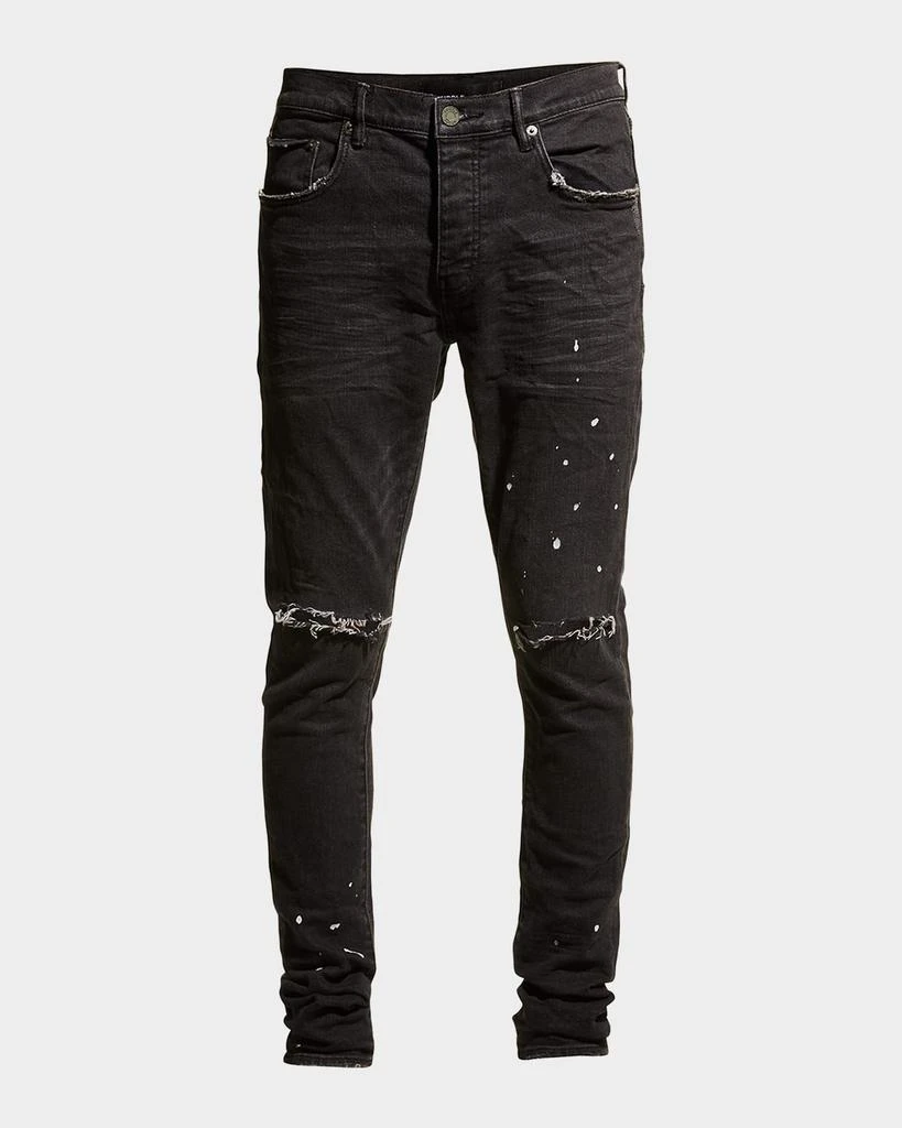 PURPLE Men's P001 Black Overspray Skinny Jeans 1