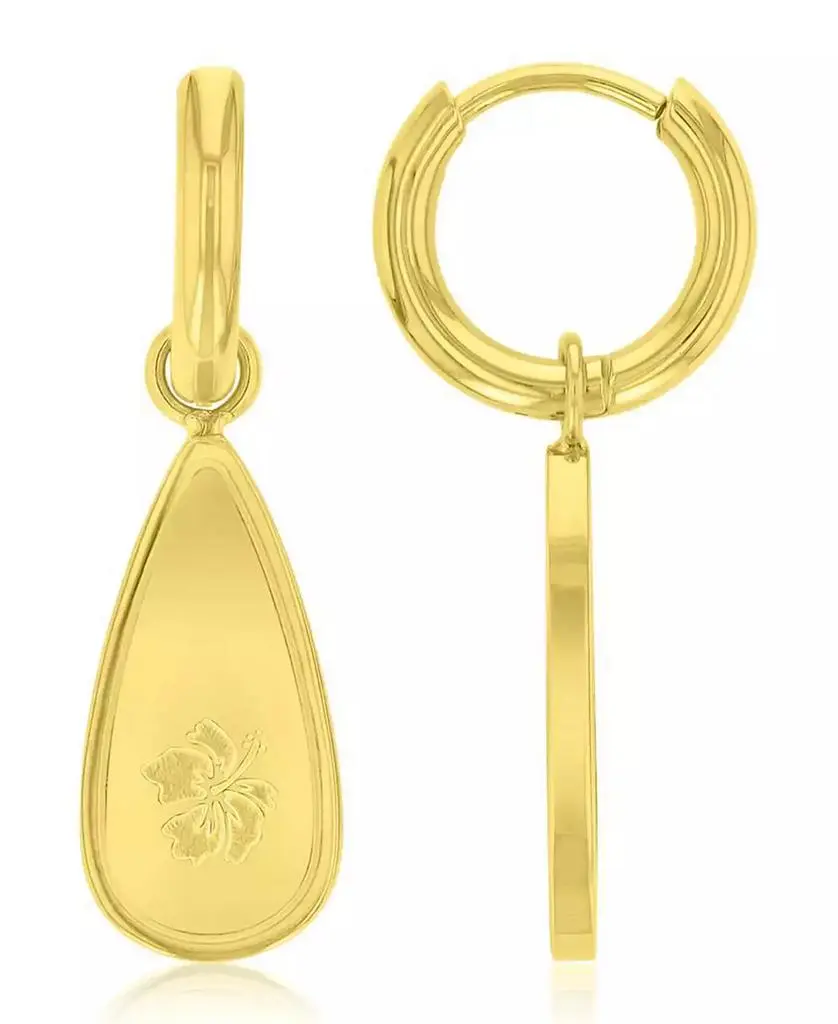 Roxy Waterproof Yellow 29mm Hibiscus Huggie Earrings