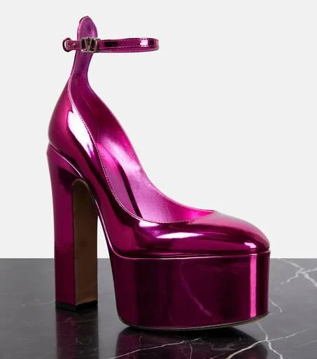 Valentino Tan-Go metallic leather platform pumps 6