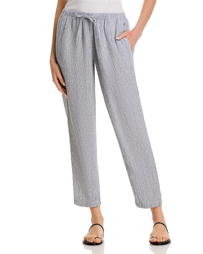 Eileen Fisher Puckered Linen Tapered Ankle Pants