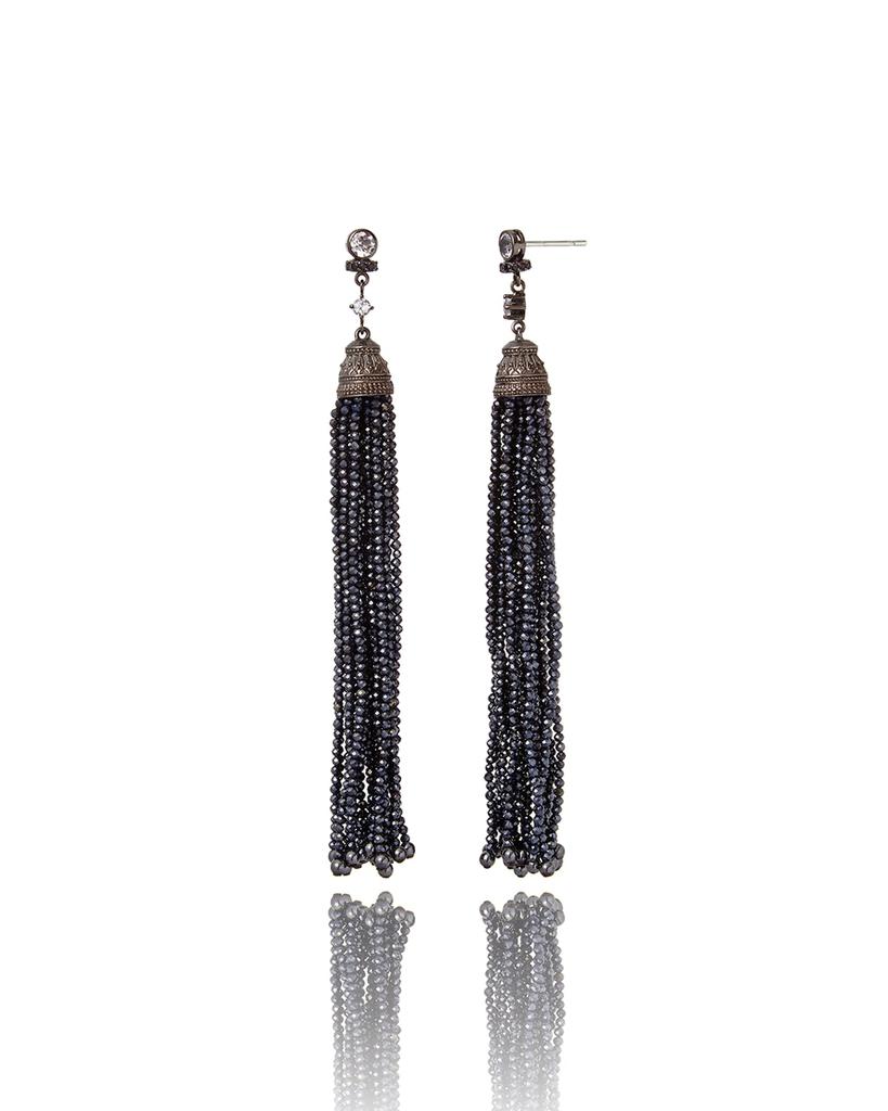 M.C.L. by Matthew Campbell Laurenza White Topaz & Spinel Tassel Drop Earrings