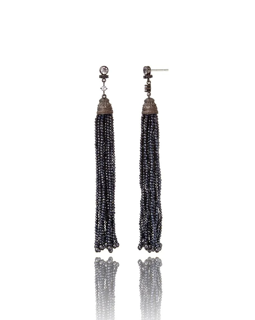M.C.L. by Matthew Campbell Laurenza White Topaz & Spinel Tassel Drop Earrings 1