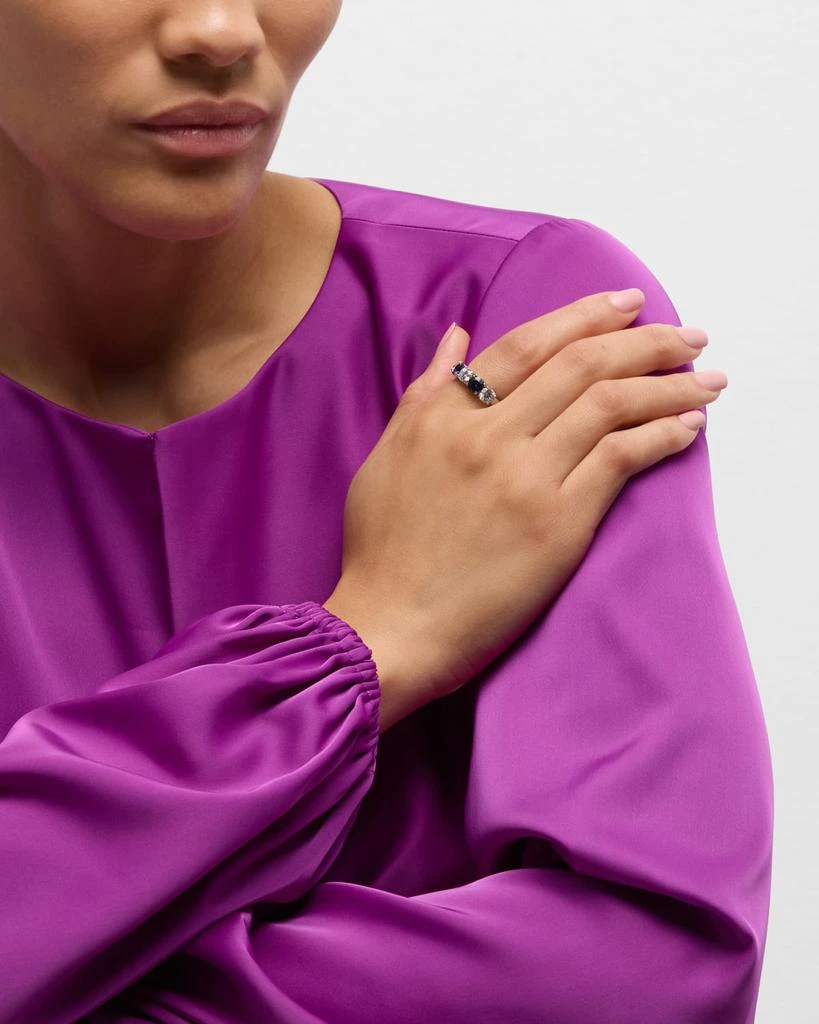 Fantasia by DeSerio Alternating Sapphire and Cubic Zirconia Half Eternity Band 5