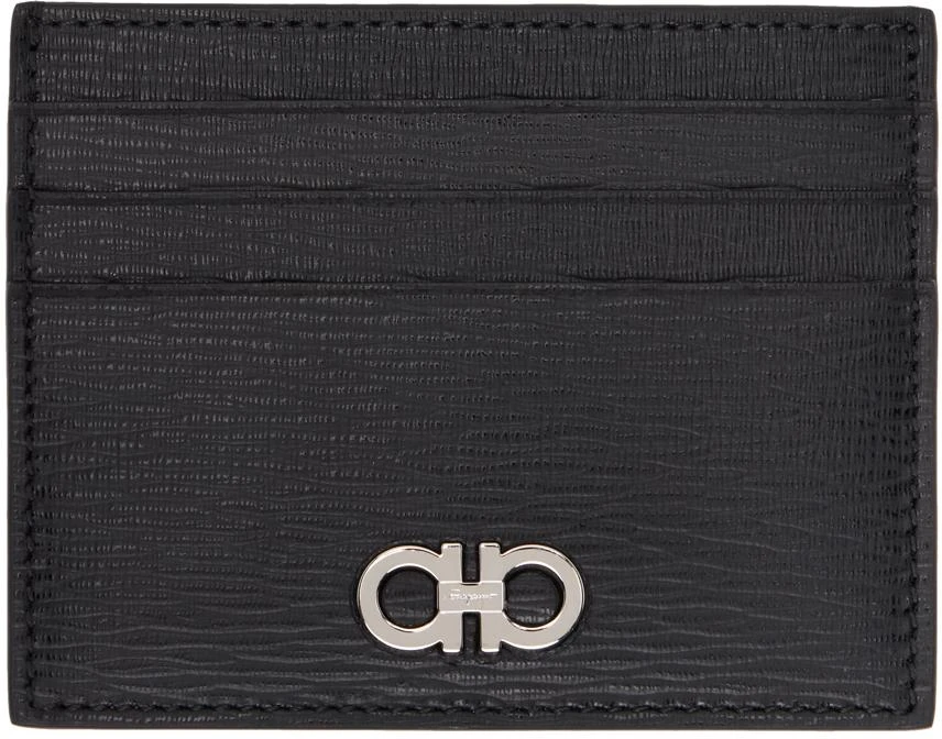 Salvatore Ferragamo Black & Red Embossed Card Holder