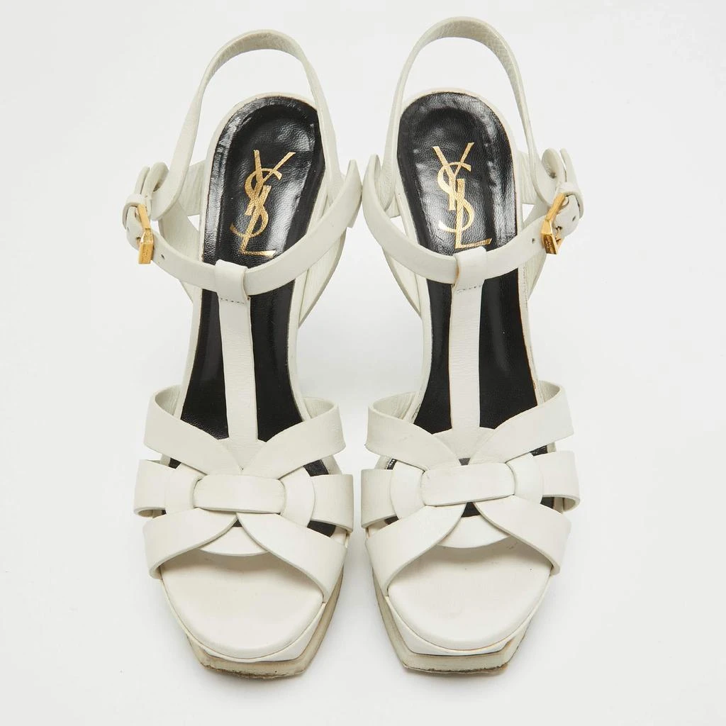 Yves Saint Laurent Saint Laurent White Leather Tribute Ankle Strap Sandals Size 38 3