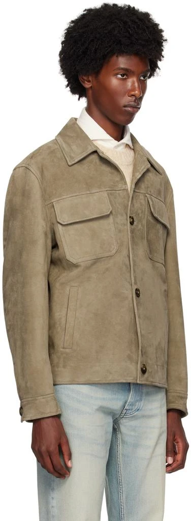 LARDINI Taupe Paneled Leather Jacket 2