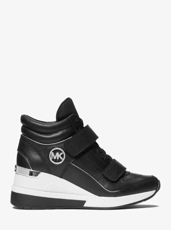 Michael Kors Gentry Leather and Canvas High-Top Wedge Trainer 2