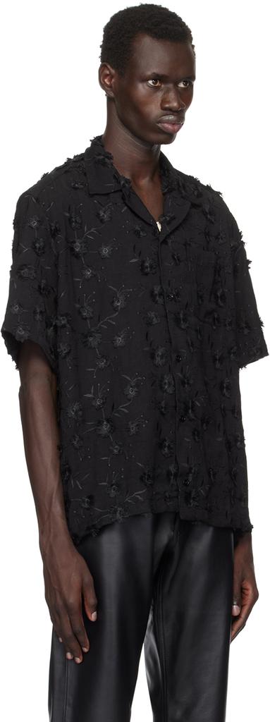 CMMN SWDN Black Ture Embroidered Floral Shirt