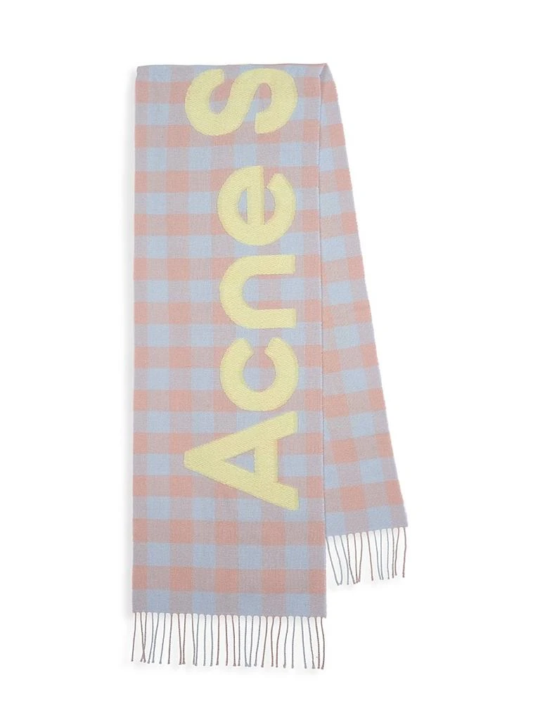 Acne Studios Veda Check Wool Logo Scarf 3