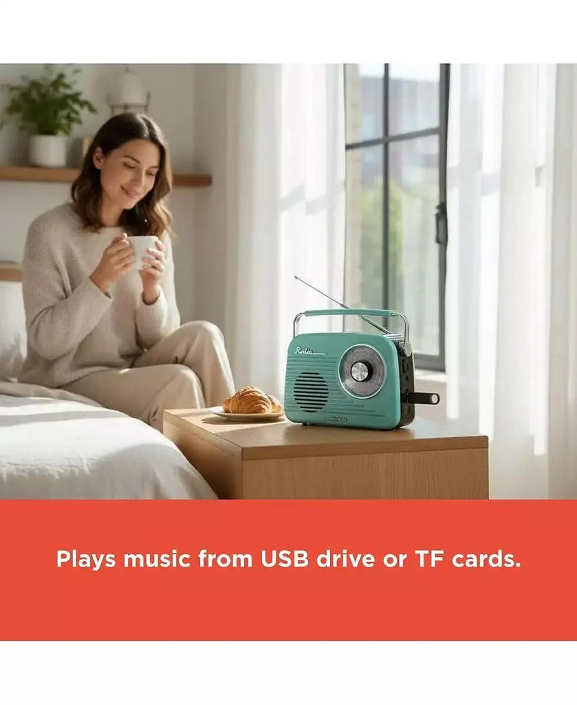 RadioShack Portable Retro AM/FM/SW Vintage and Classic Radio, Bluetooth, Rechargeable, Orange – 4001802 5