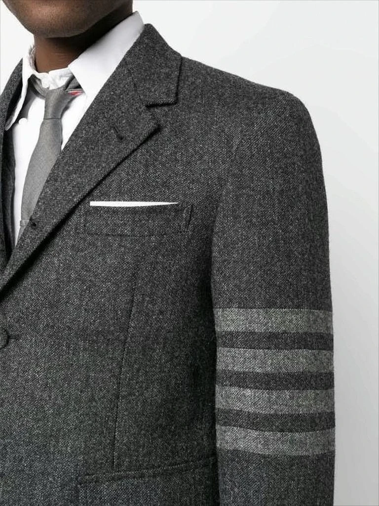 Thom Browne Tailored Grey Suit Jacket with Notch Lapel and Signature Stripes 3