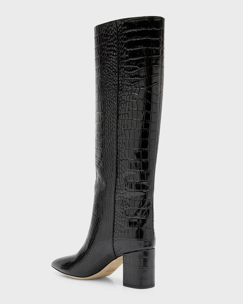 Paris Texas Anja Croco Block-Heel Knee Boots 4